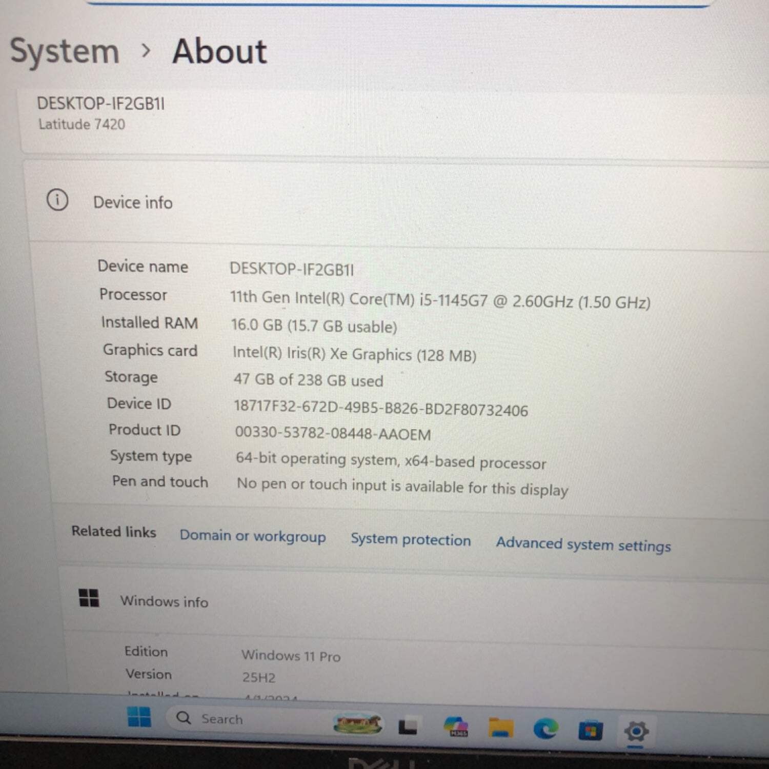 Dell Latitude 7420 14″ i5-1145G7 2.6GHz 16GB RAM 256GB SSD WIN 11