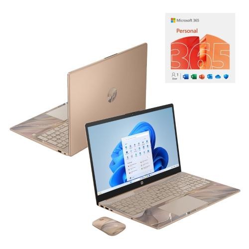 HP 15.6″ HD Laptop Intel N100 4GB RAM 128GB UFS Chai Latte Bundle