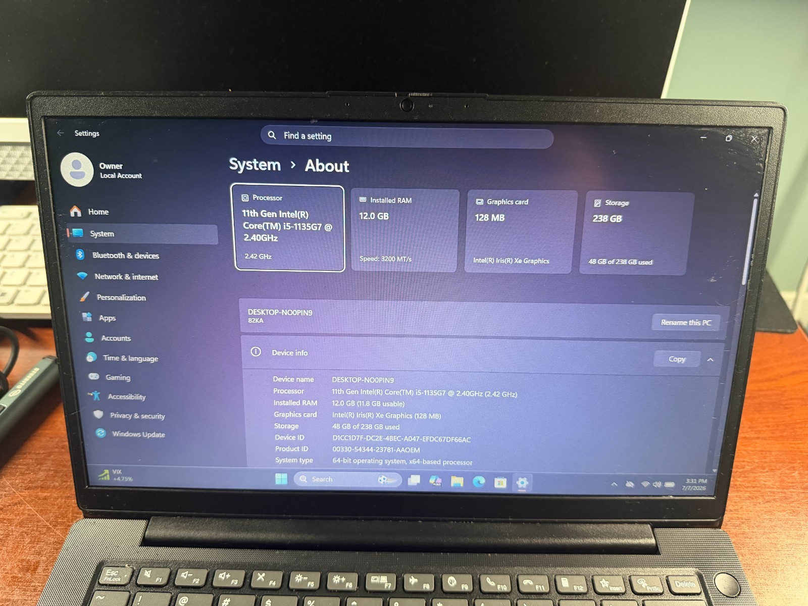 Lenovo V14 G2 ITL Laptop 14″ FHD Core i5-1135G7 12GB RAM 256GB SSD Win11 Pro