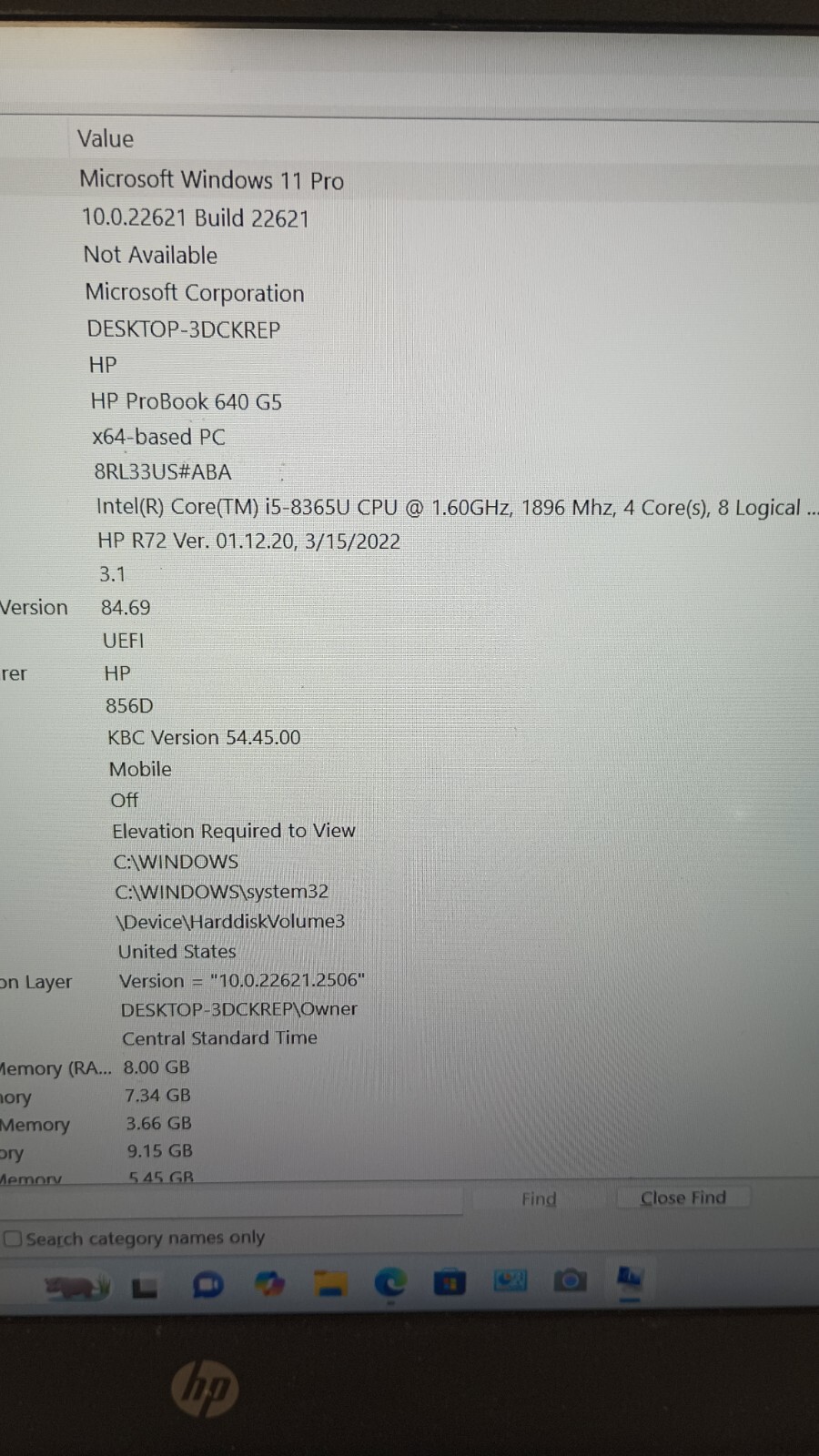 3031 ProBook 640 G5 w/charger.i5-8365U.8GB.128GB M.2.14″FHD.W11 Pro