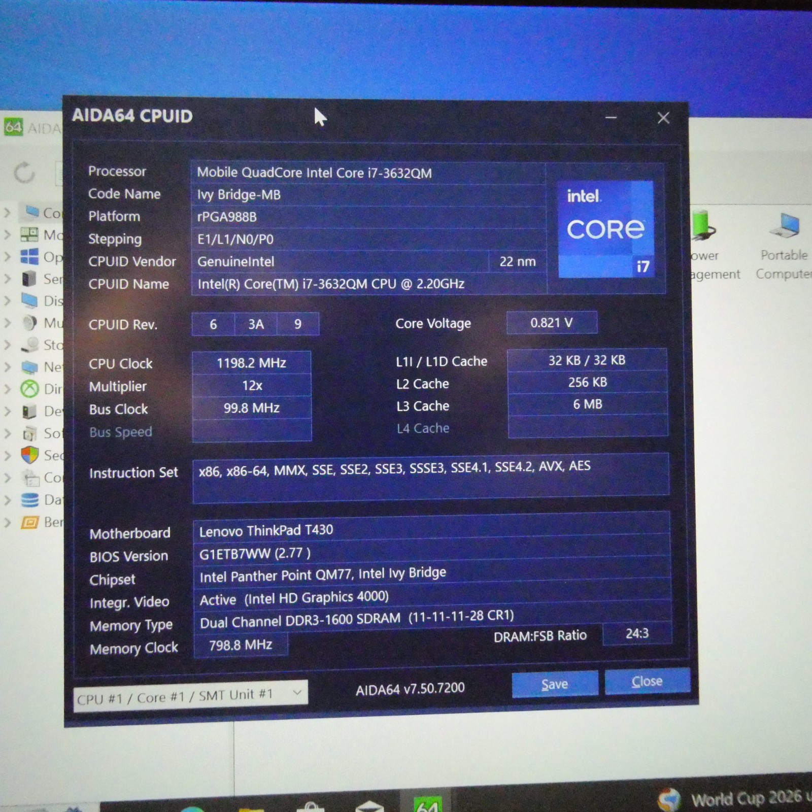 Lenovo Thinkpad T430 i7–3632QM NVidia FHD 1920×1080 128/256 SSD 8G RAM W10 Dock
