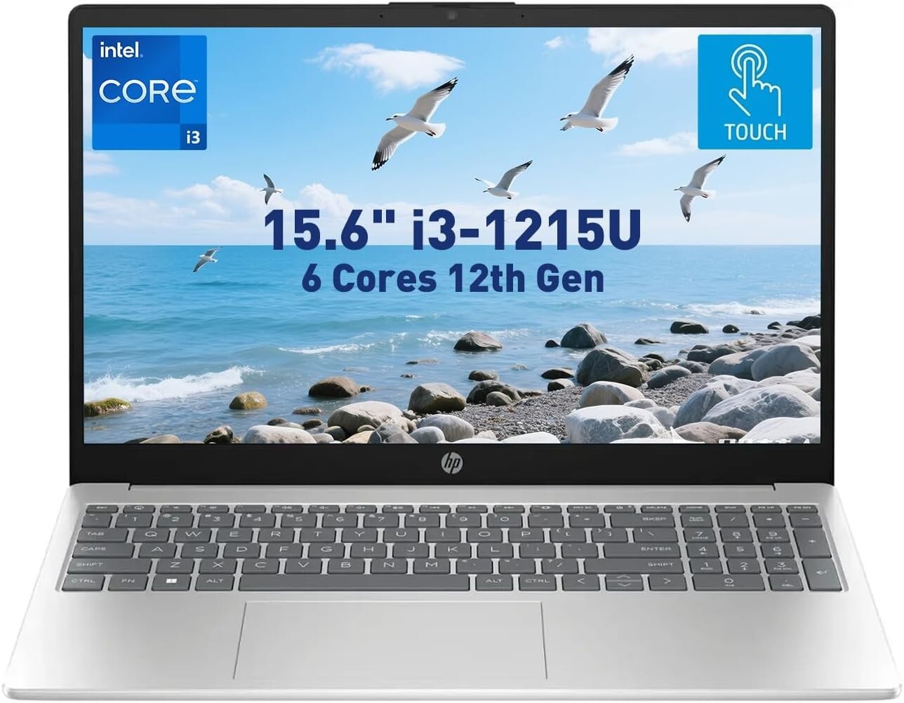 NEW HP 15.6″ Touch Intel i3-1215U/8GB/256GB SSD Silver Laptop 15-FD0023DX