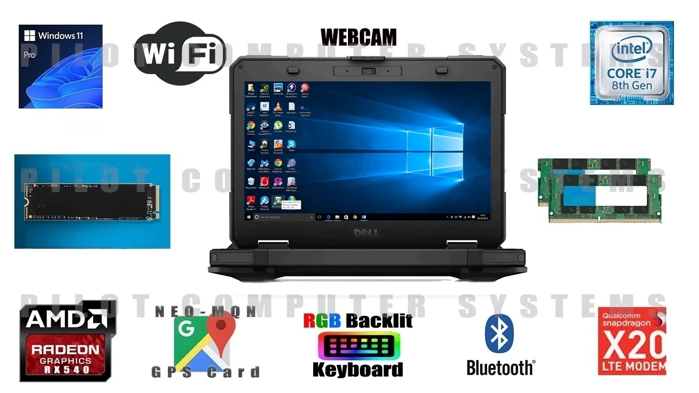 Dell Latitude 5424 Rugged i7-8650U 16GB RAM 1TB SSD Win 11 Pro FPR