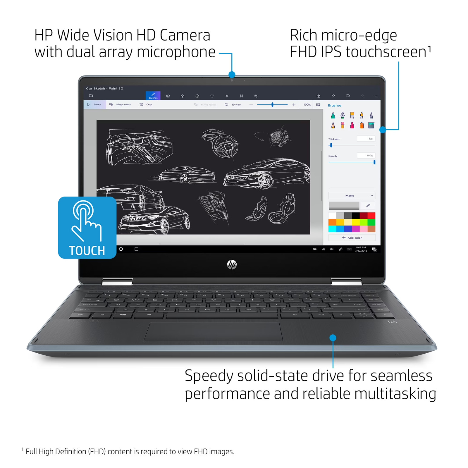 HP Pavilion x360 14-dh2041wm 14″ FHD Intel Core i5-1035G1 16GB RAM 512GB SSD W11