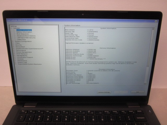 Dell Latitude 5300 2-N-1 I5-8365U @ 1.6GHz NO SSD NO OS 16GB READ