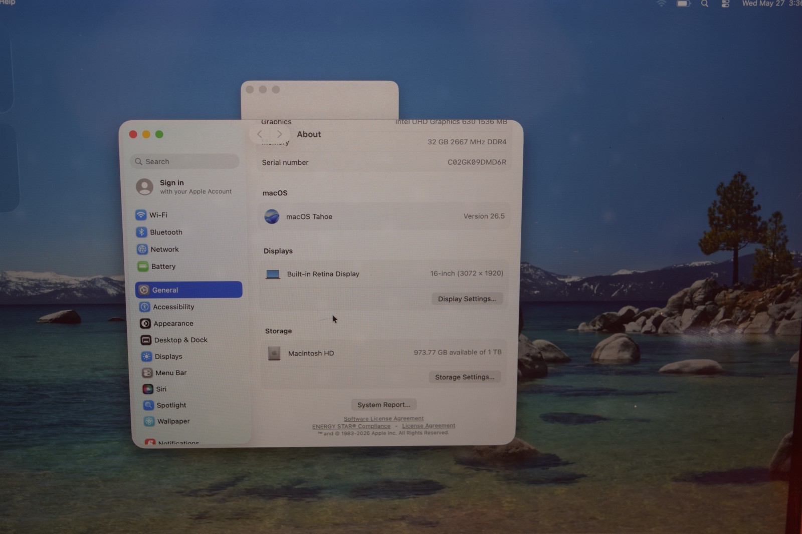 2019 Apple MacBook Pro A2141 16″ Core i7 2.60GHz 32GB DDR4 1TB SSD macOS Tahoe