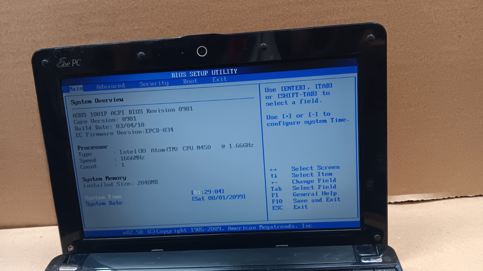 ASUS Eee PC 1001P 10.1″ Mini Netbook Atom N450 2GB 160 GB HD Windows 7 Starter