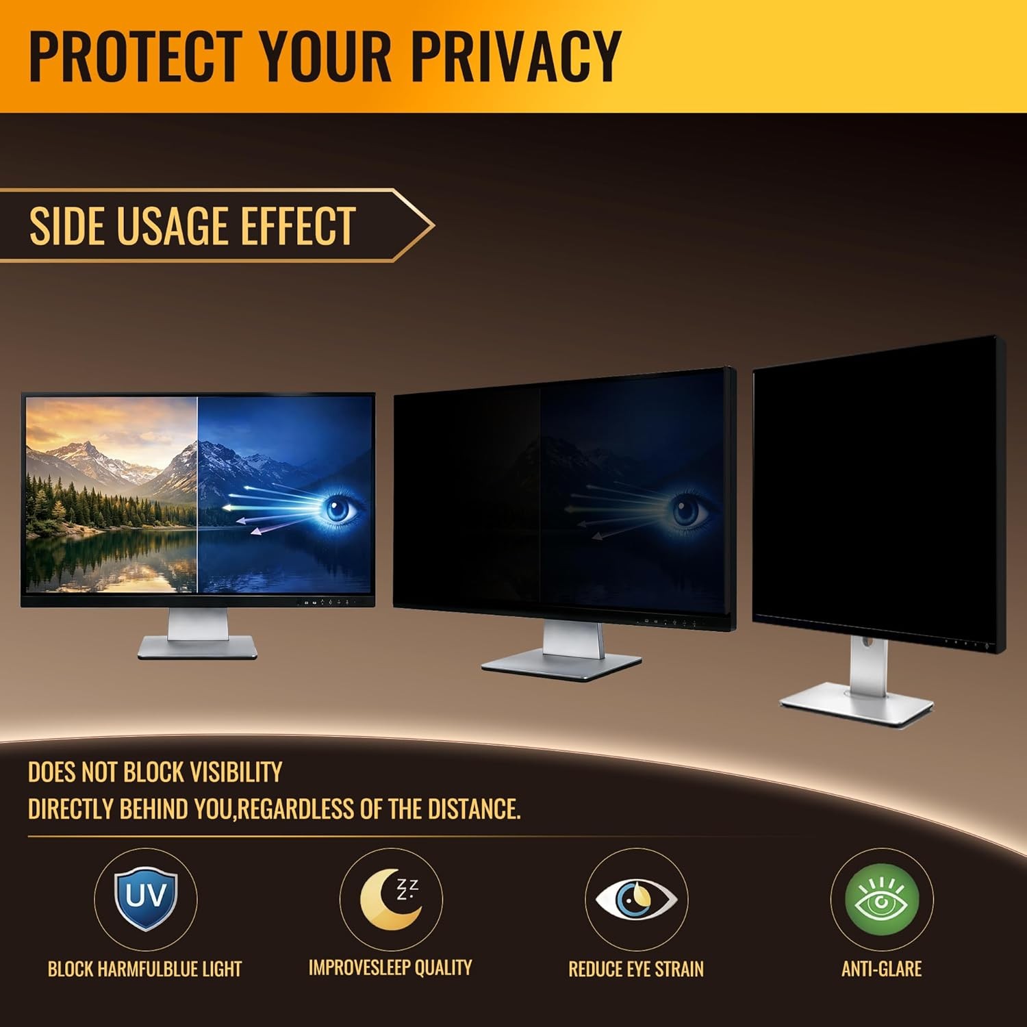 19 Inch Widescreen Monitor Privacy Screen Protector – 95% Blue Light Blocking, A
