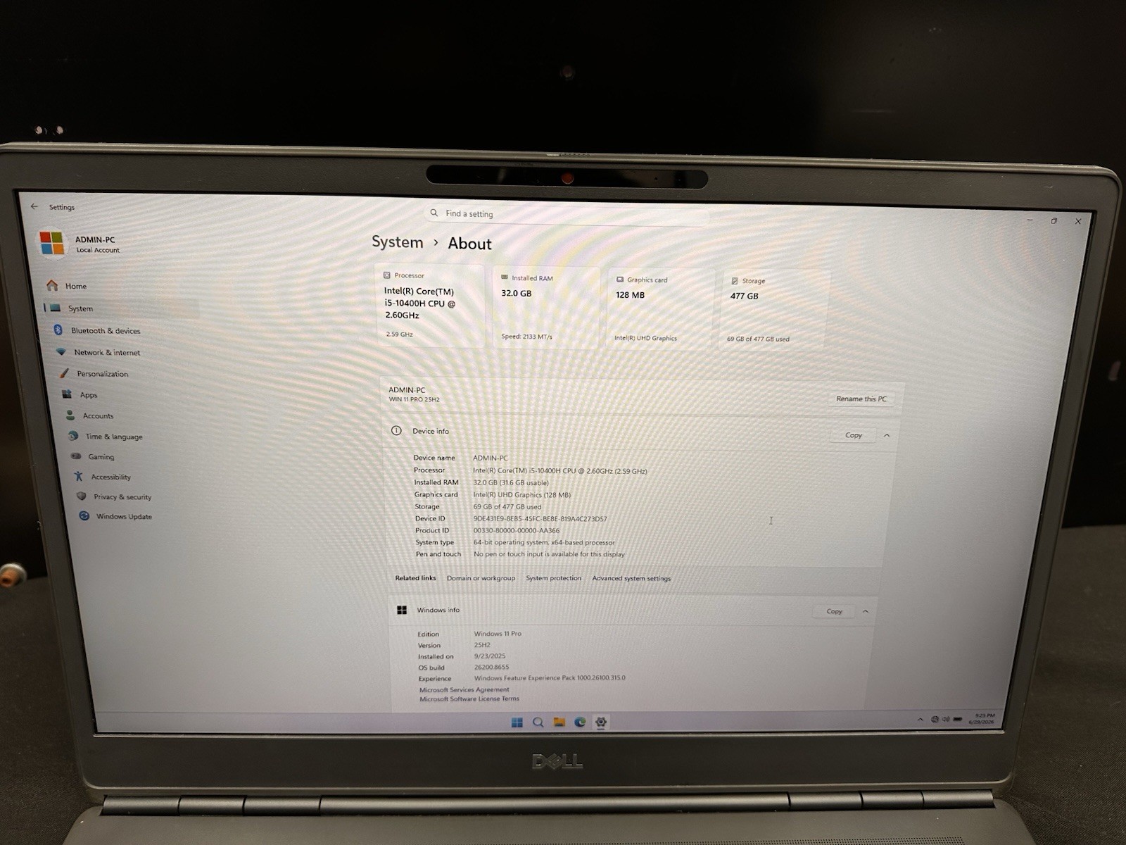 Dell Precision 7750 17.3″ i5-10400H 2.6GHz 32Gb Ram 512Gb SSD Nvme. #08