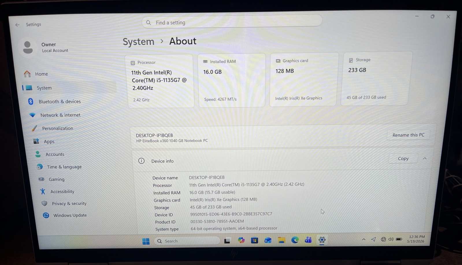 HP EliteBook x360 1040 G8 14″ i5-1135G7@2.4GHz, 16GB RAM, 250GB M2, W11P *READ*