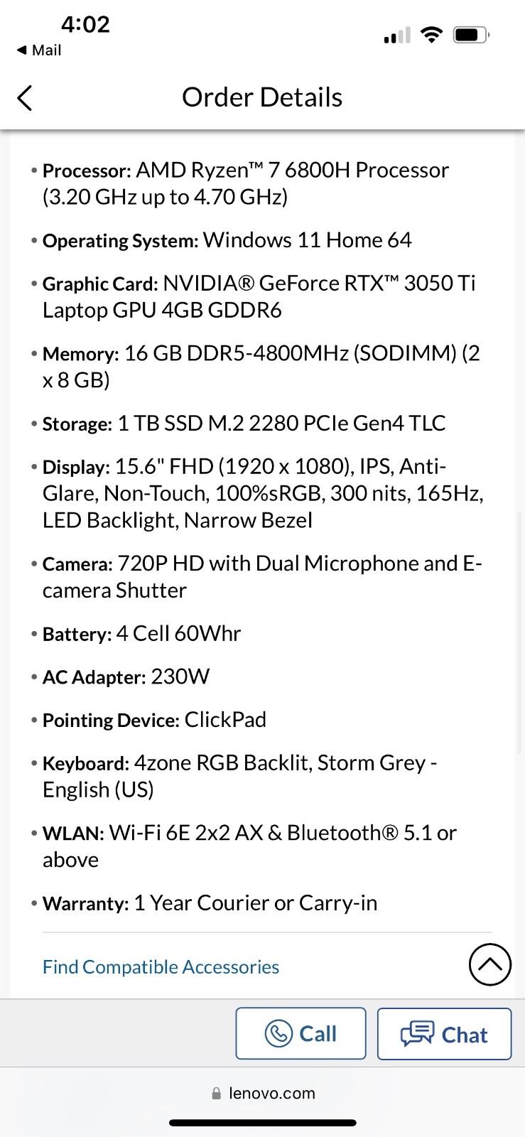 Lenovo Legion 5 15ARH7H gaming laptop AMD Ryzen 7, NVIDIA GeForce RTX3070 Ti