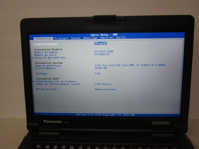 Panasonic Toughbook FZ-55 I5-1145G7 @ 2.6GHz 16GB NO SSD NO AC TOUCH 5730 HOURS