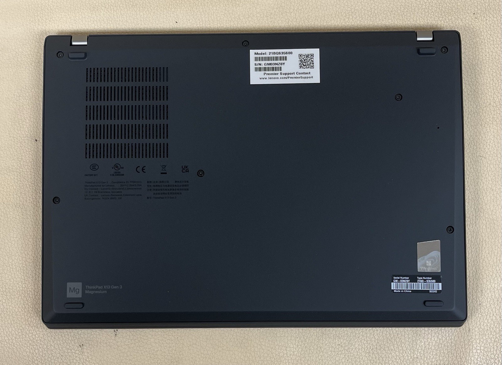 Lenovo ThinkPad X13 Gen 2 i7-1185G7 32GB 256GB Win 11 Pro BAD BATTERY