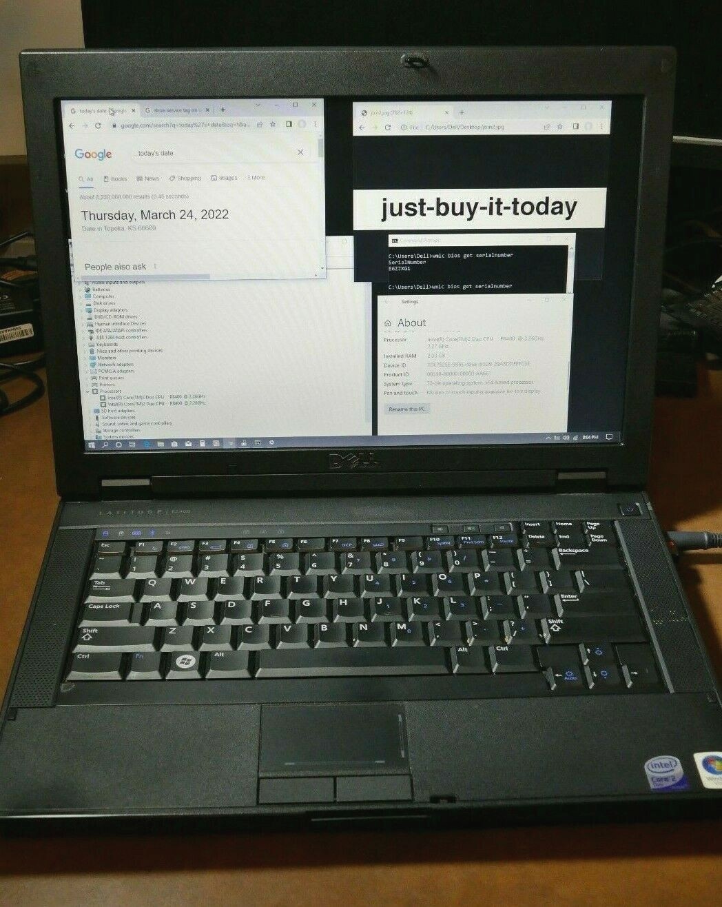 Dell Latitude E5400 INTEL CORE 2 DUO P8400 2.26 GHZ 2GB RAM B6ZJXG1