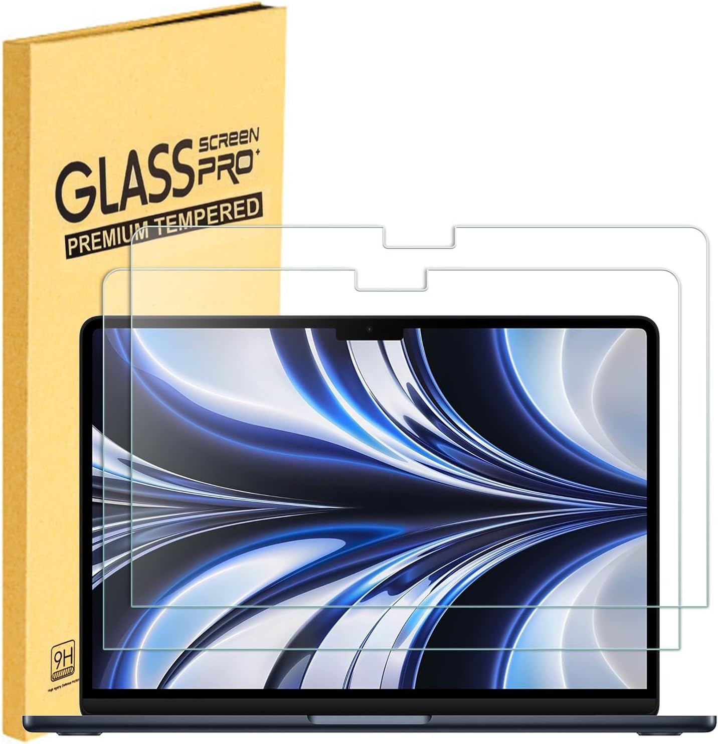 2 Pack Tempered Glass Screen Protectors for MacBook Air 13.6 inch 2022-2026, 9H