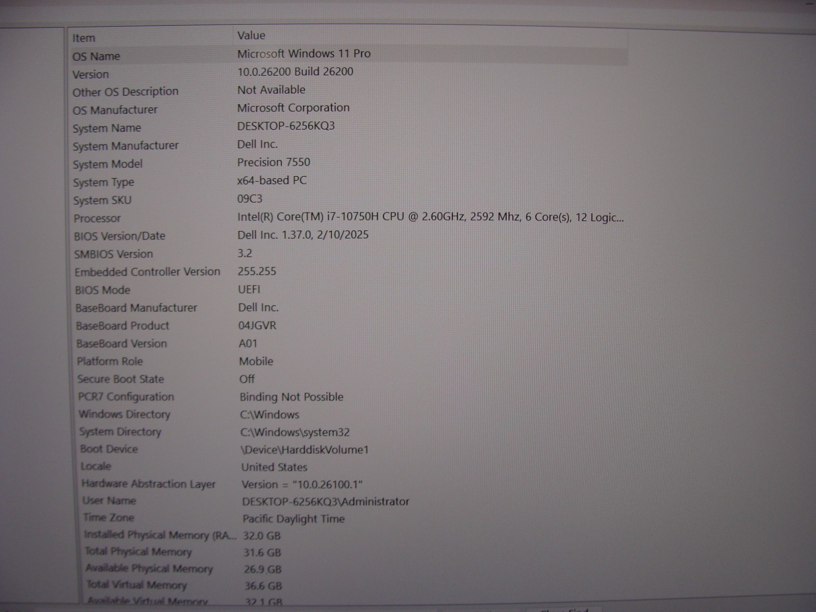 Dell Precision 7550 Workstation 15.6″ FHD i7-10750H 2.6GHz 32GB 512GB RTX 3000