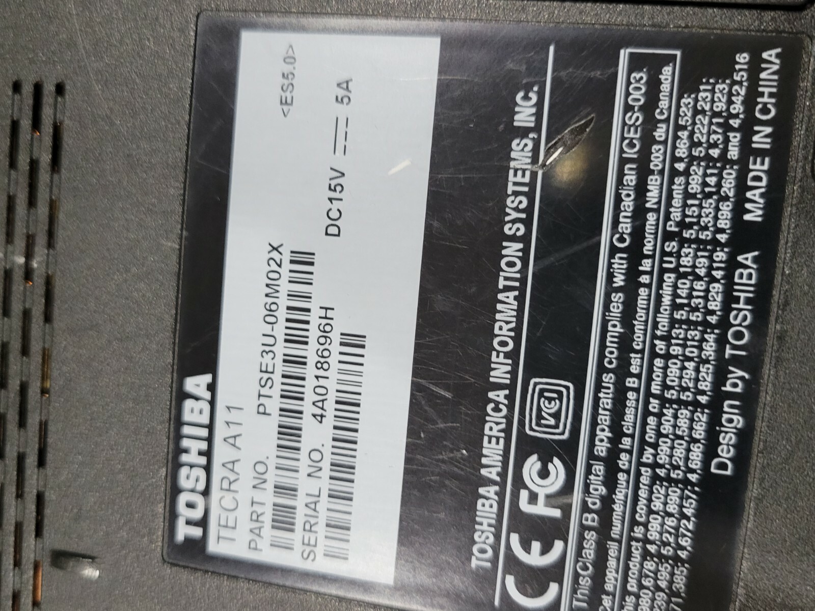 Toshiba Tecra A11 Laptop Notebook Intel Core i5-520M 2.4GHz 4GB RAM 15.6″