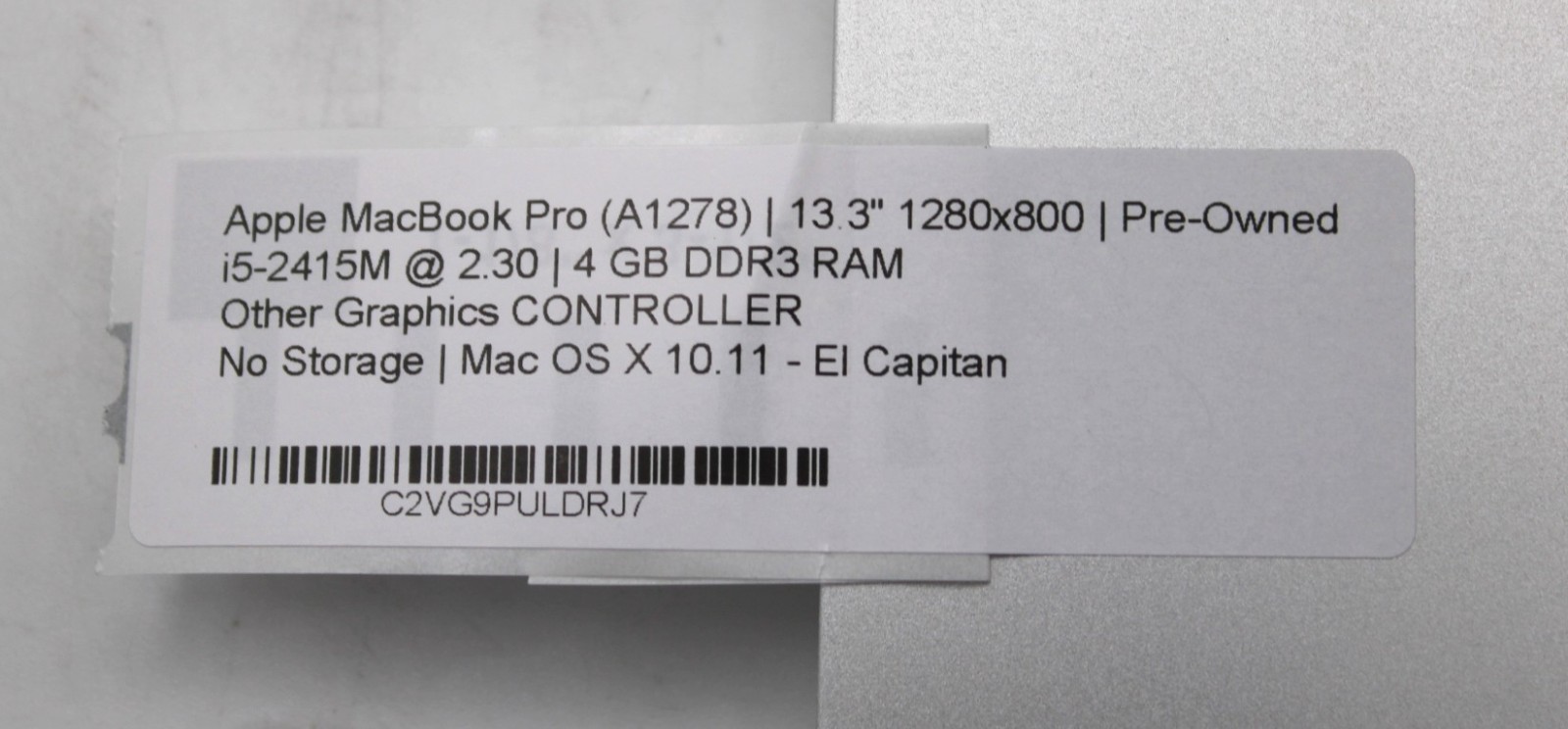 Apple Macbook Pro (A1278) 13.3″ i5-2415M 4GB RAM NO STORAGE *USED/TESTED*