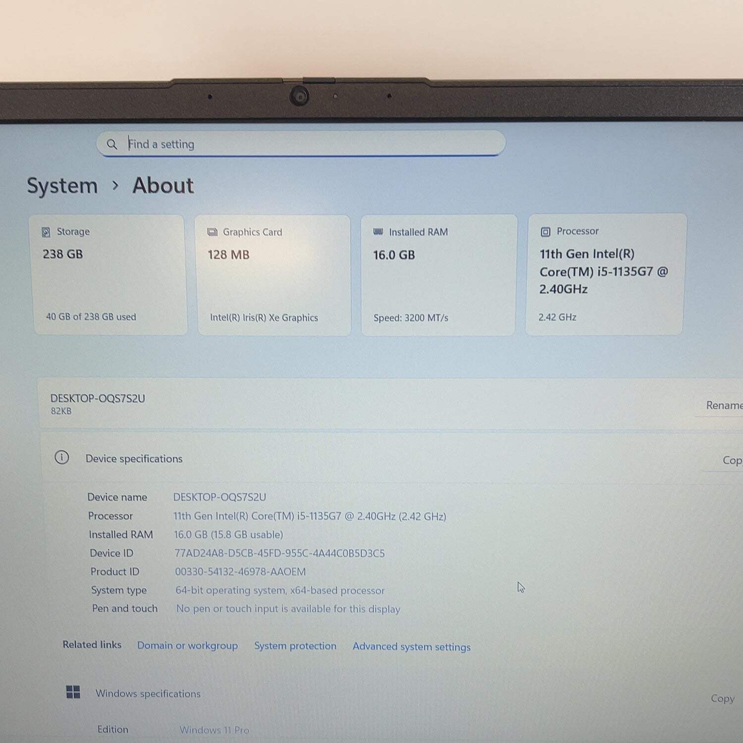 Lenovo V15 G2 ITL 15.6″ i5-1135G7 2.4GHz 16GB RAM 256GB SSD