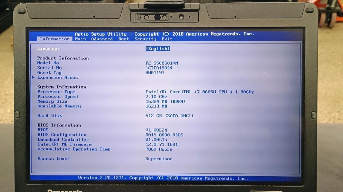Panasonic Toughbook FZ-55 i7-8665U 1.90Ghz-16GB RAM -512GB SSD- READ Screen Fade