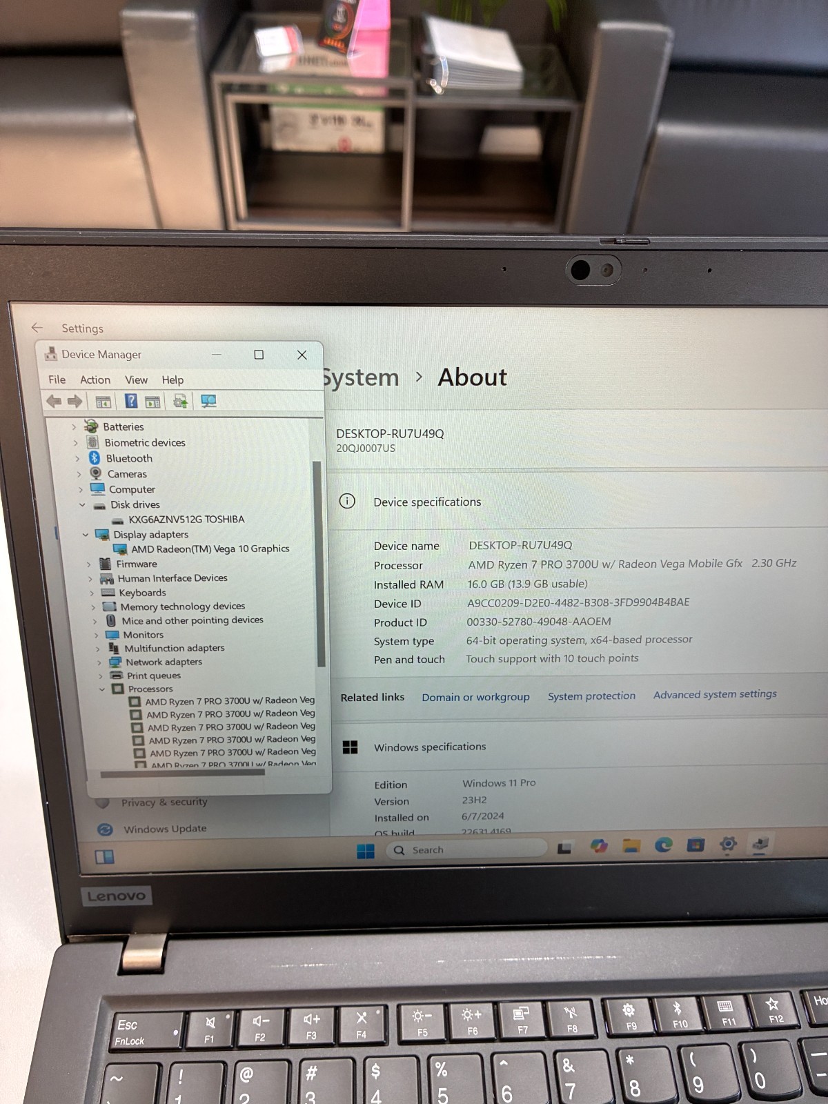 Lenovo ThinkPad T495s: Touch 14″ / Ryzen 7 3700U / RAM 16Gb / SSD 512Gb / Win 11