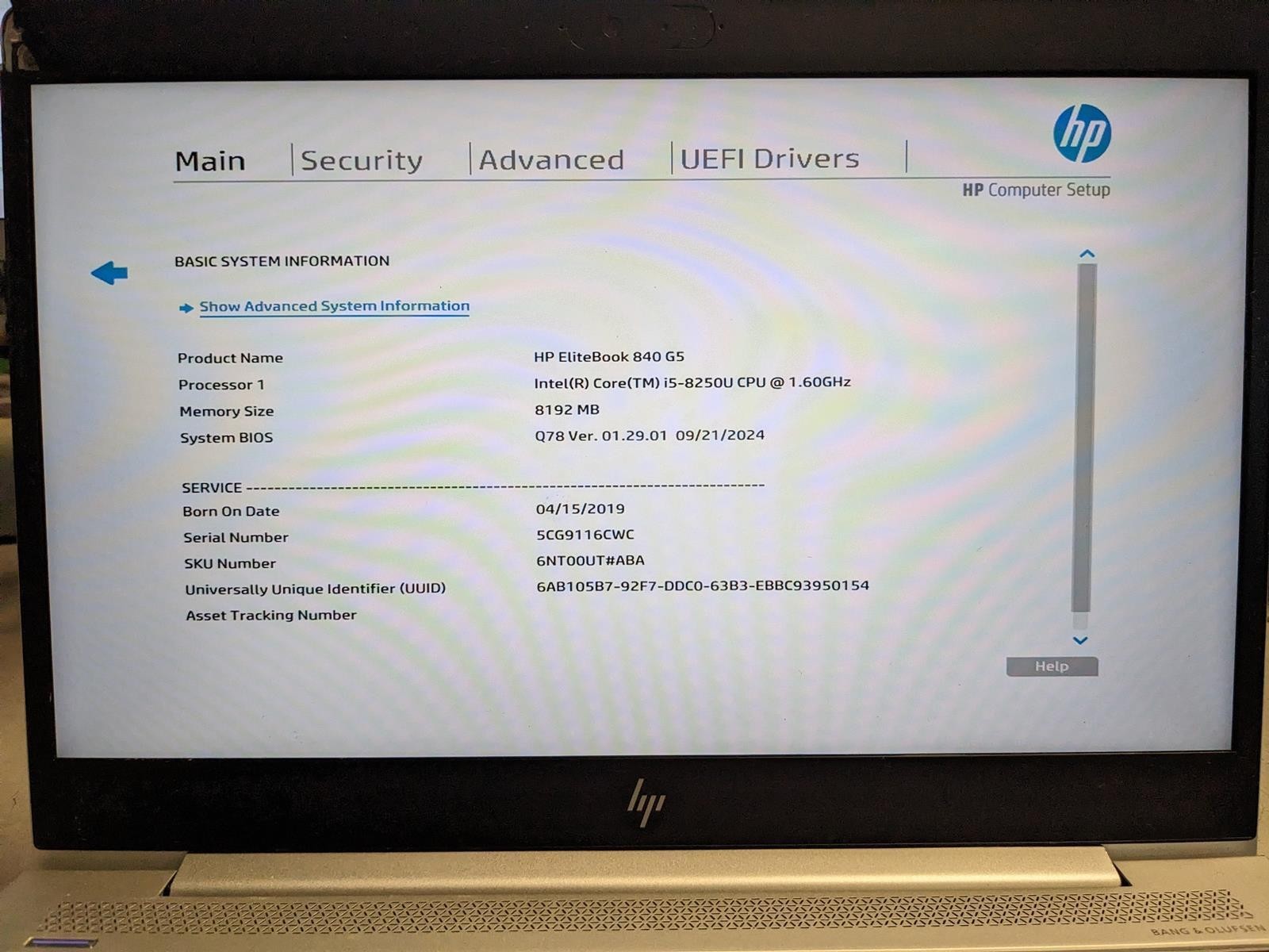 HP ELITEBOOK 840 G5 i5-8250U @ 1.60GHz, 8GB RAM, NO HDD/OS – (FOR PARTS)