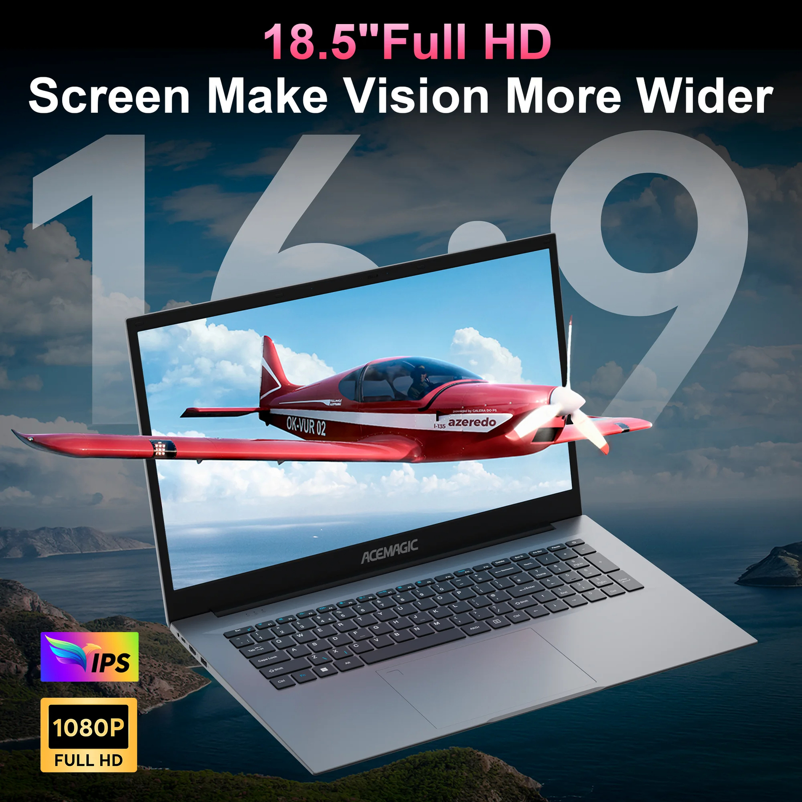 ACEMAGIC 18.5 in Laptop Intel N150 16GB DDR4 512GB SSD WIFI windows 11 Pro 1080P