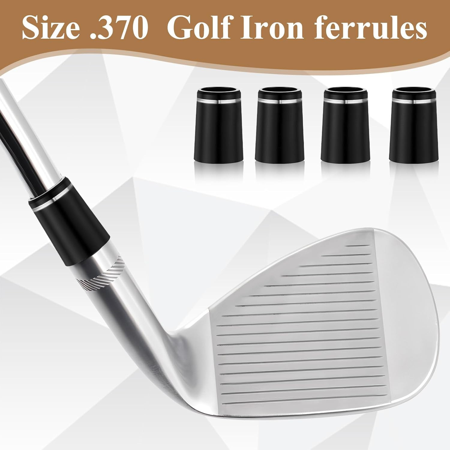 10 Pcs .370 Golf Iron Ferrules with Single Silver Ring Black Golf Ferrule for Ta