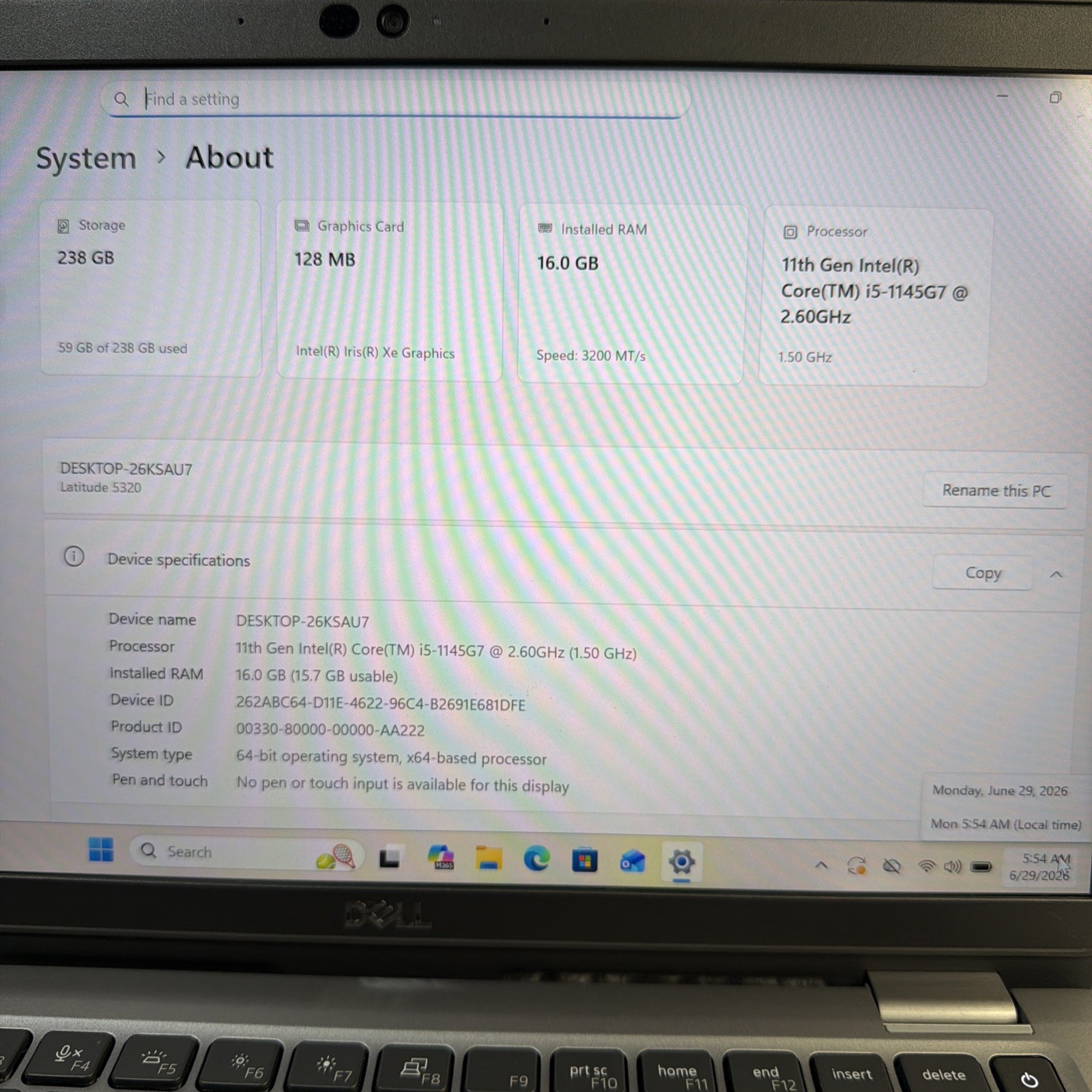 Dell Latitude 5320 13″ i5-1145G7 256GB SSD 16GB RAM 128GB Intel Iris Xe Graphics