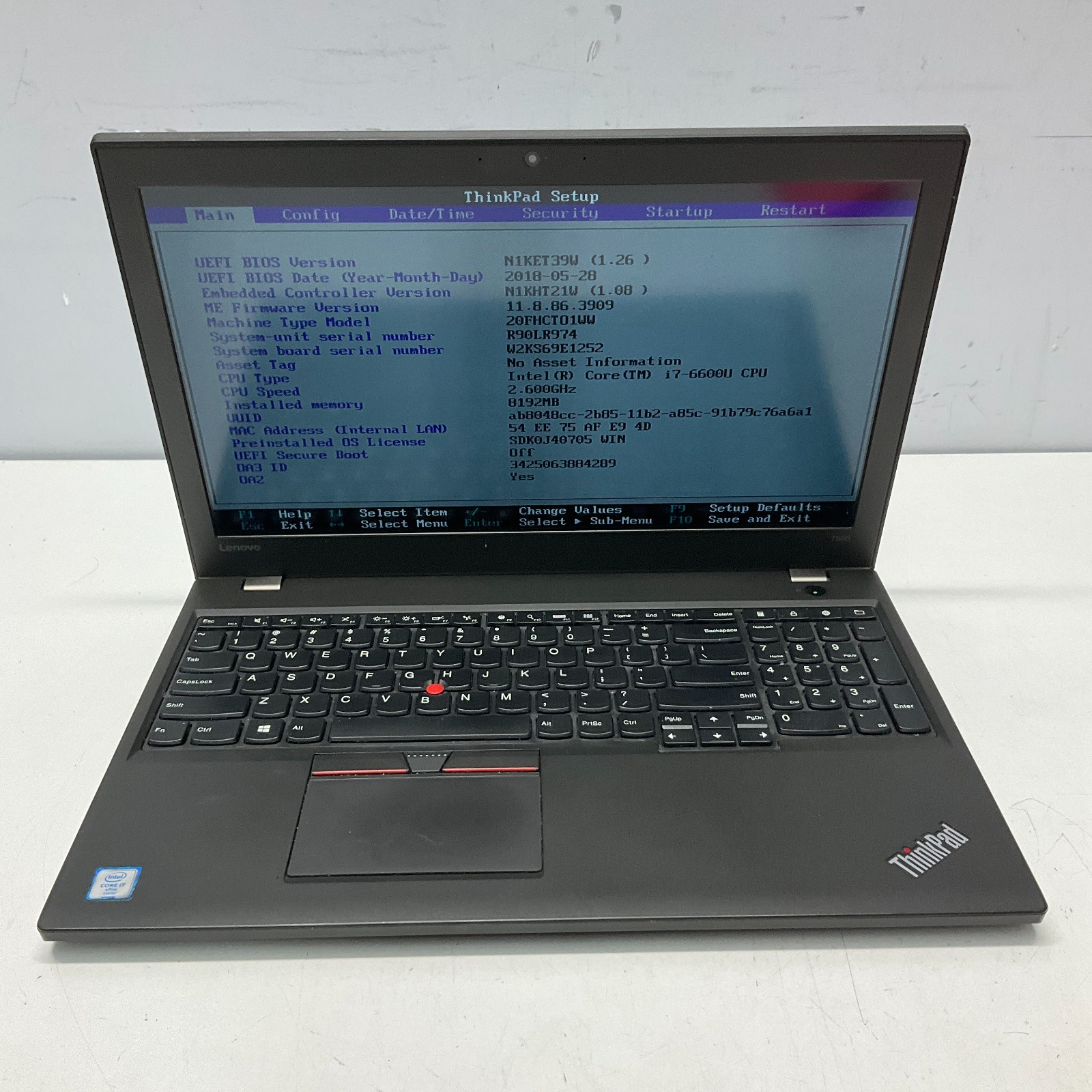 Lenovo ThinkPad T560 Intel Core i7-6600U @ 2.60GHz 8GB NO HDD NO OS NO BATT