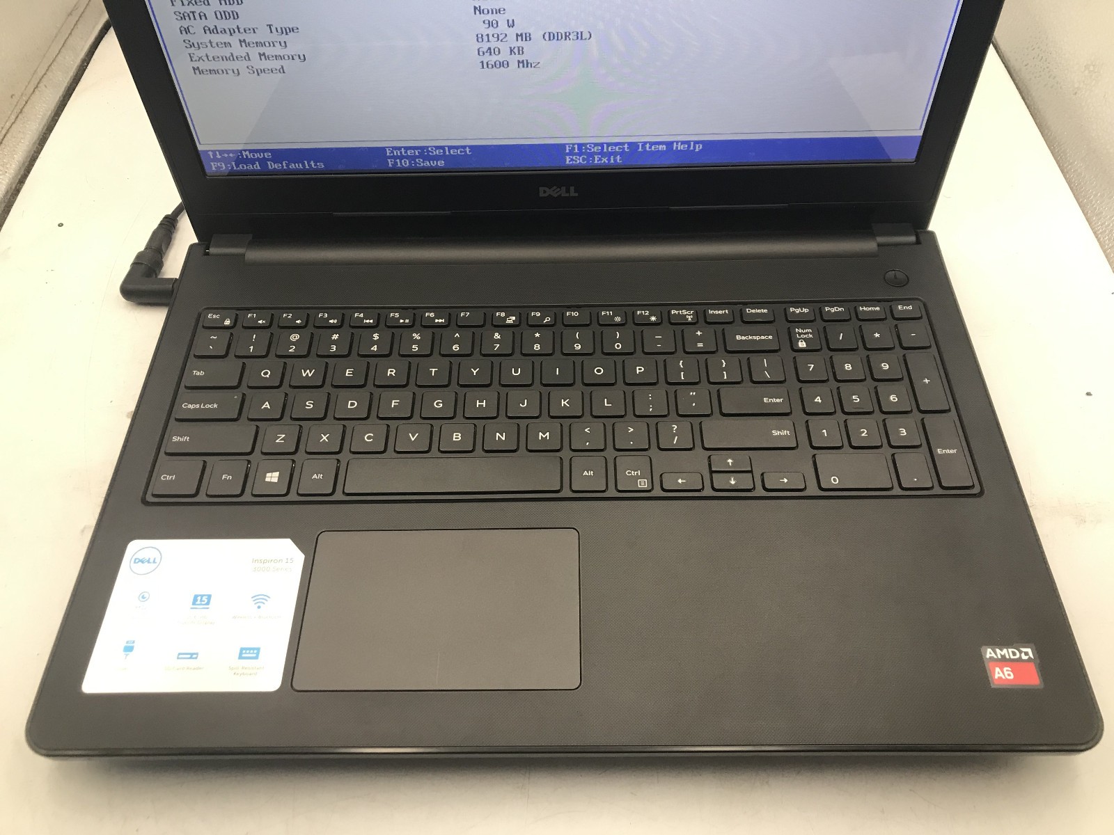 DELL INSPIRON 15 3555 – BOOTS TO BIOS – AMD A6 6310U – 2GB RAM – READ DESC – BB