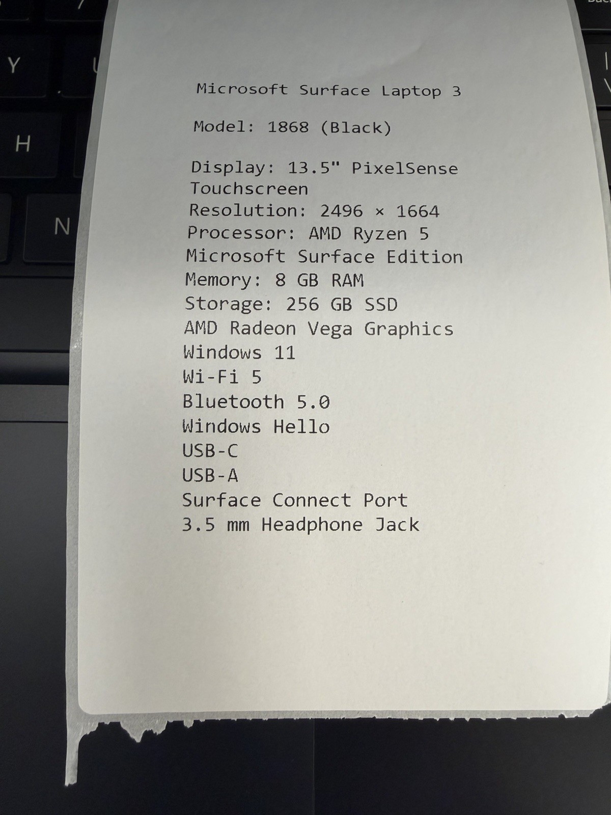 Microsoft Surface Laptop 3 And 4, i5 8GB, 256GB SSD, Ryzen 7, See Pics For Specs