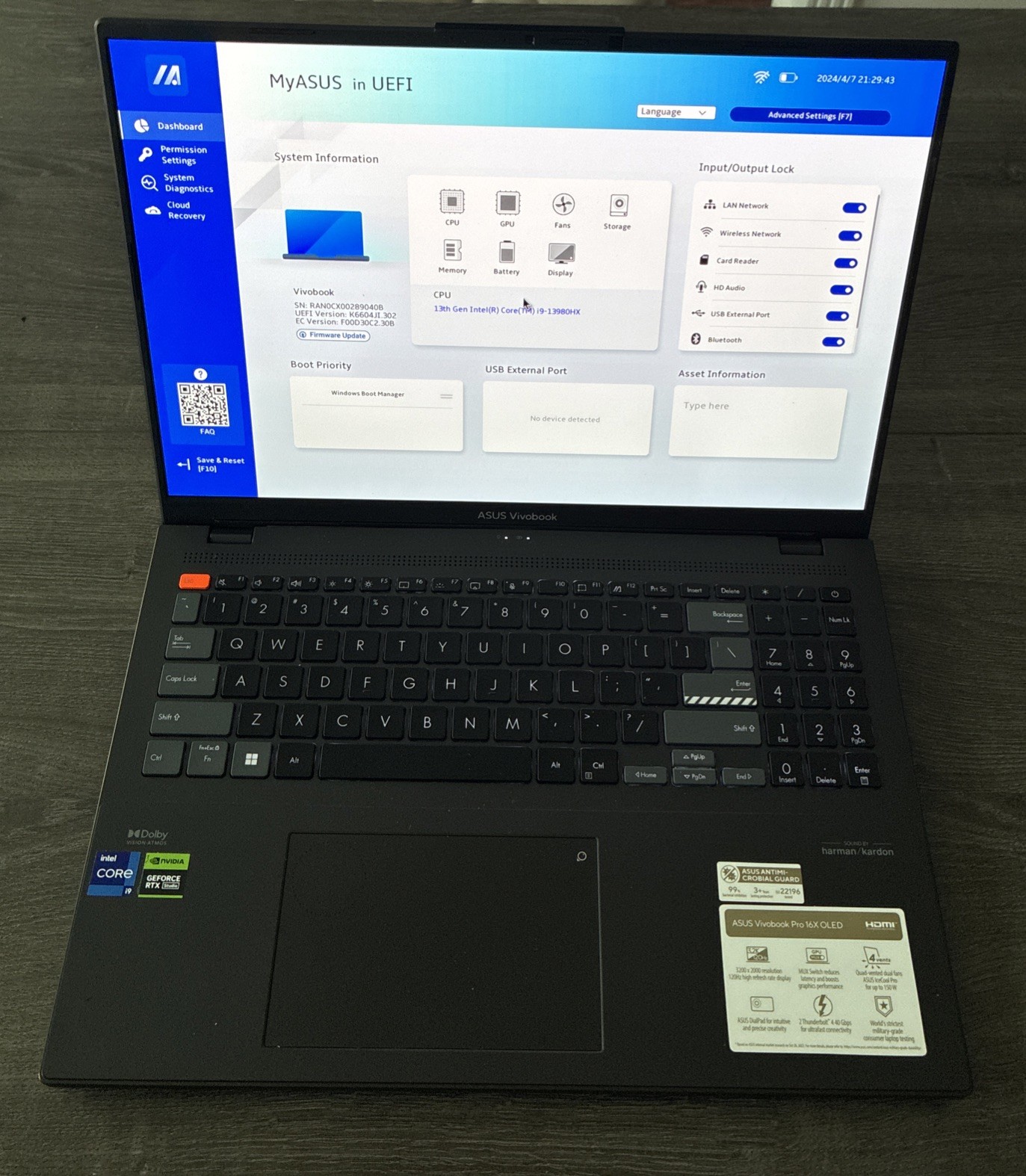 ASUS VivoBook Pro 16 K6604J 3K OLED – i9-13980HX, GeForce RTX 4070 READ!