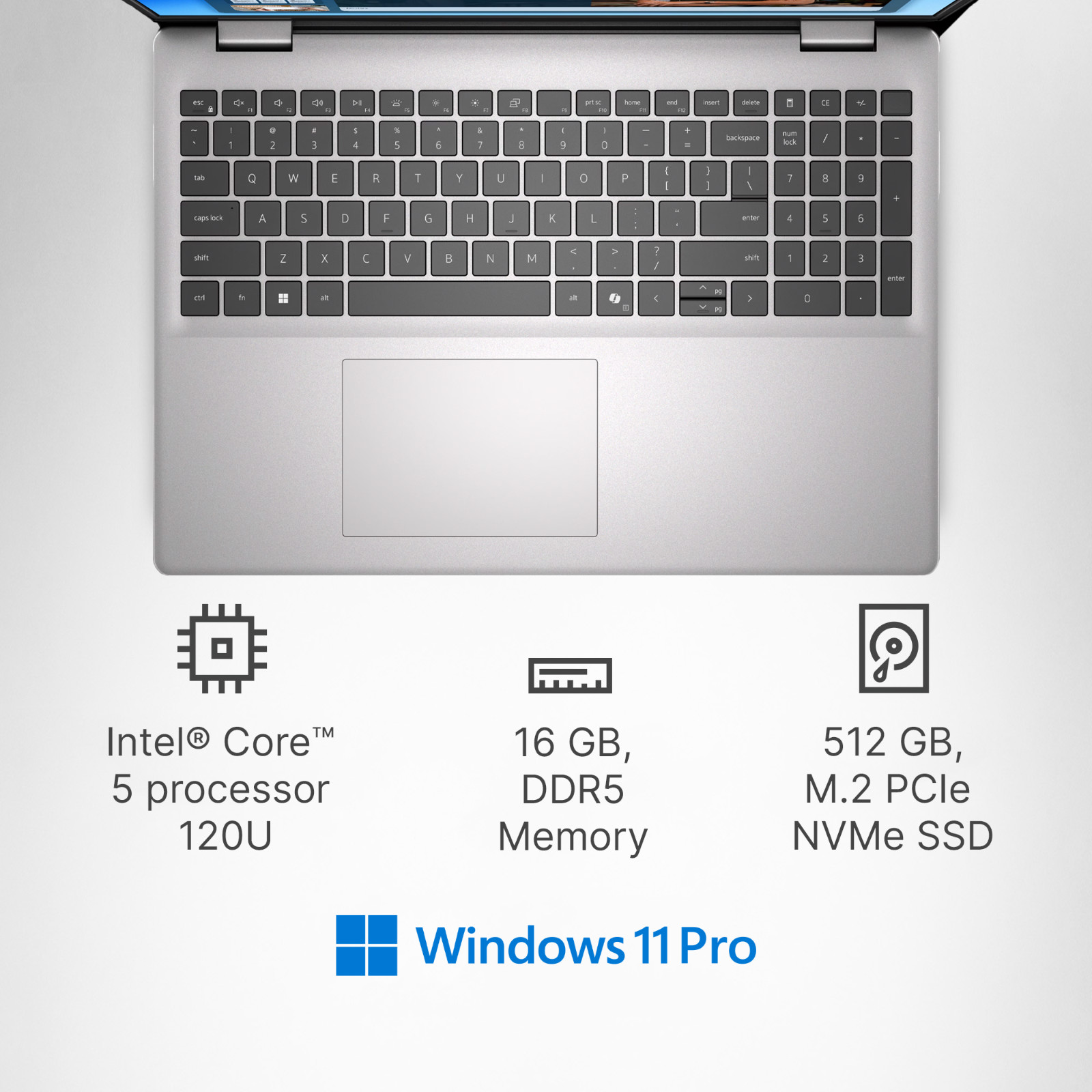 2026 Dell Laptop 16″ Touch Backlit Intel 5 120U 16GB RAM & 512GB SSD Office 2024