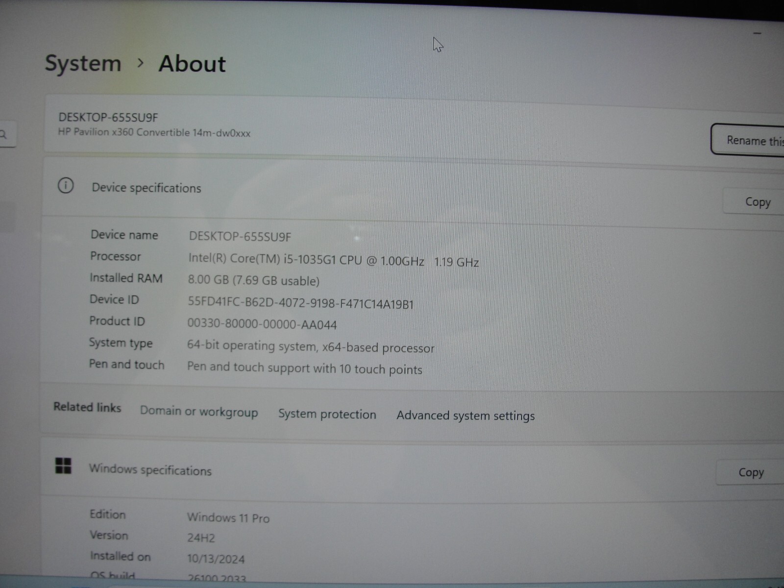 HP Pavilion x360 14m-DW0023DX 14”FHD TOUCH i5-1035G1 1GHz 8GB SSD 256GB