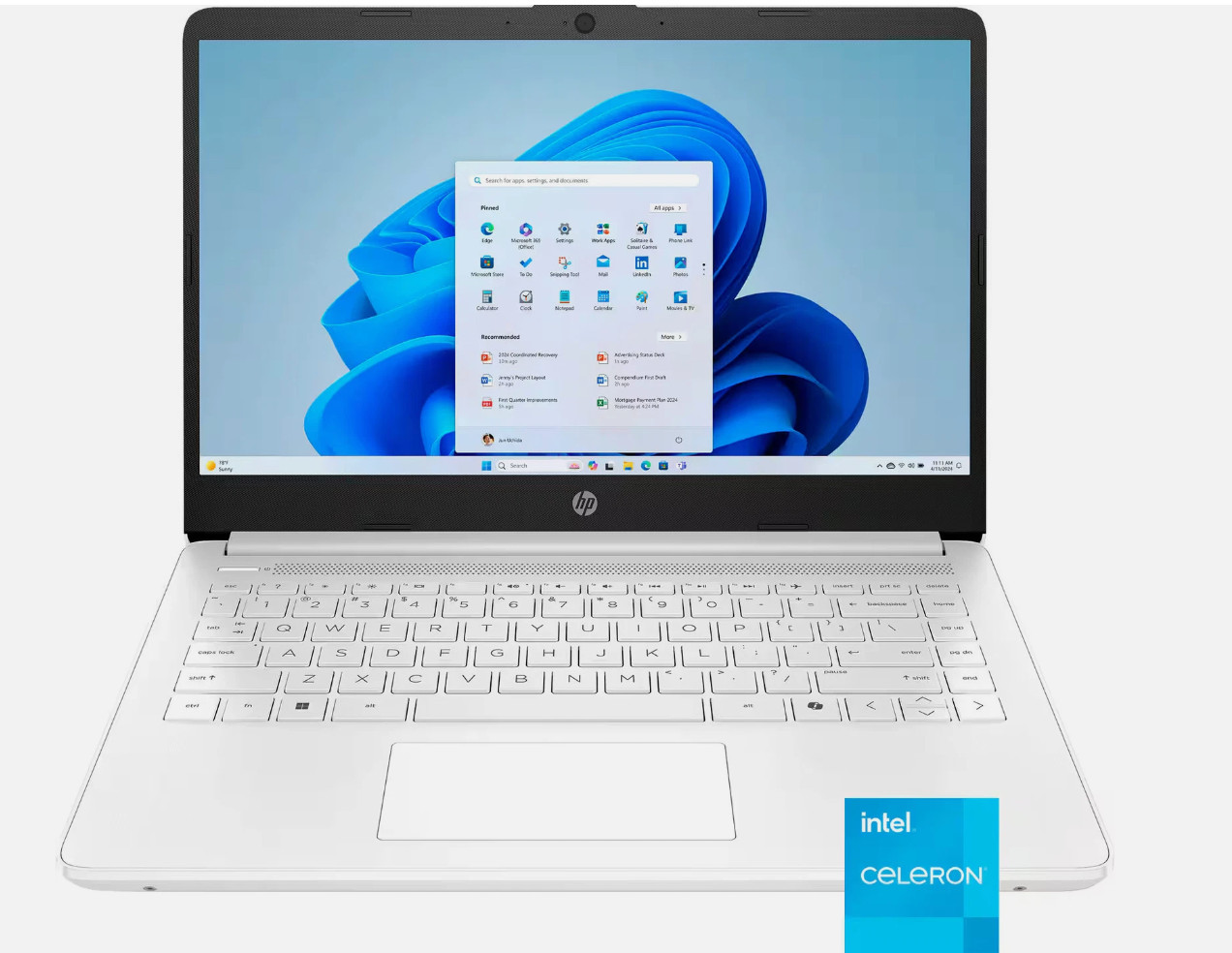 HP 14″ Laptop Intel Celeron N4500 2.8GHz 4GB RAM 64GB Storage Win 11 Home White