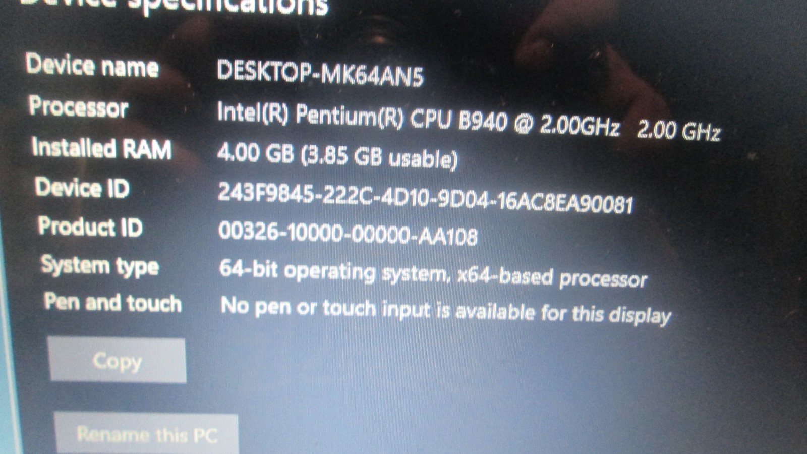 ACER ASPIRE 5750Z-4566 15.6″ PENTIUM B940@2.0GHZ 4GB RAM 500GB HDD WINDOWS 10