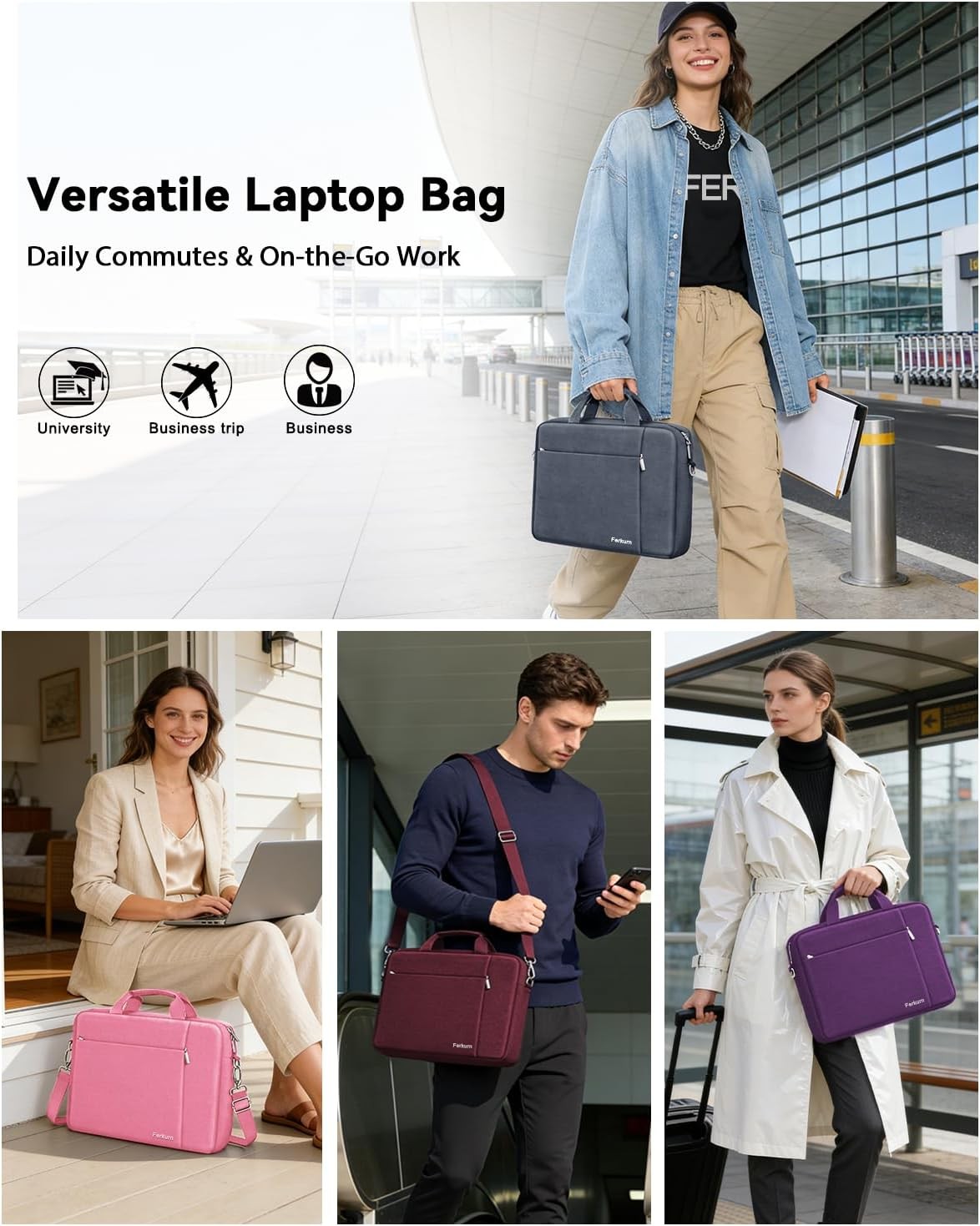 Grey Laptop Bag Case for 15.6 16 Inch Computers, Fits MacBook Pro M5 & More