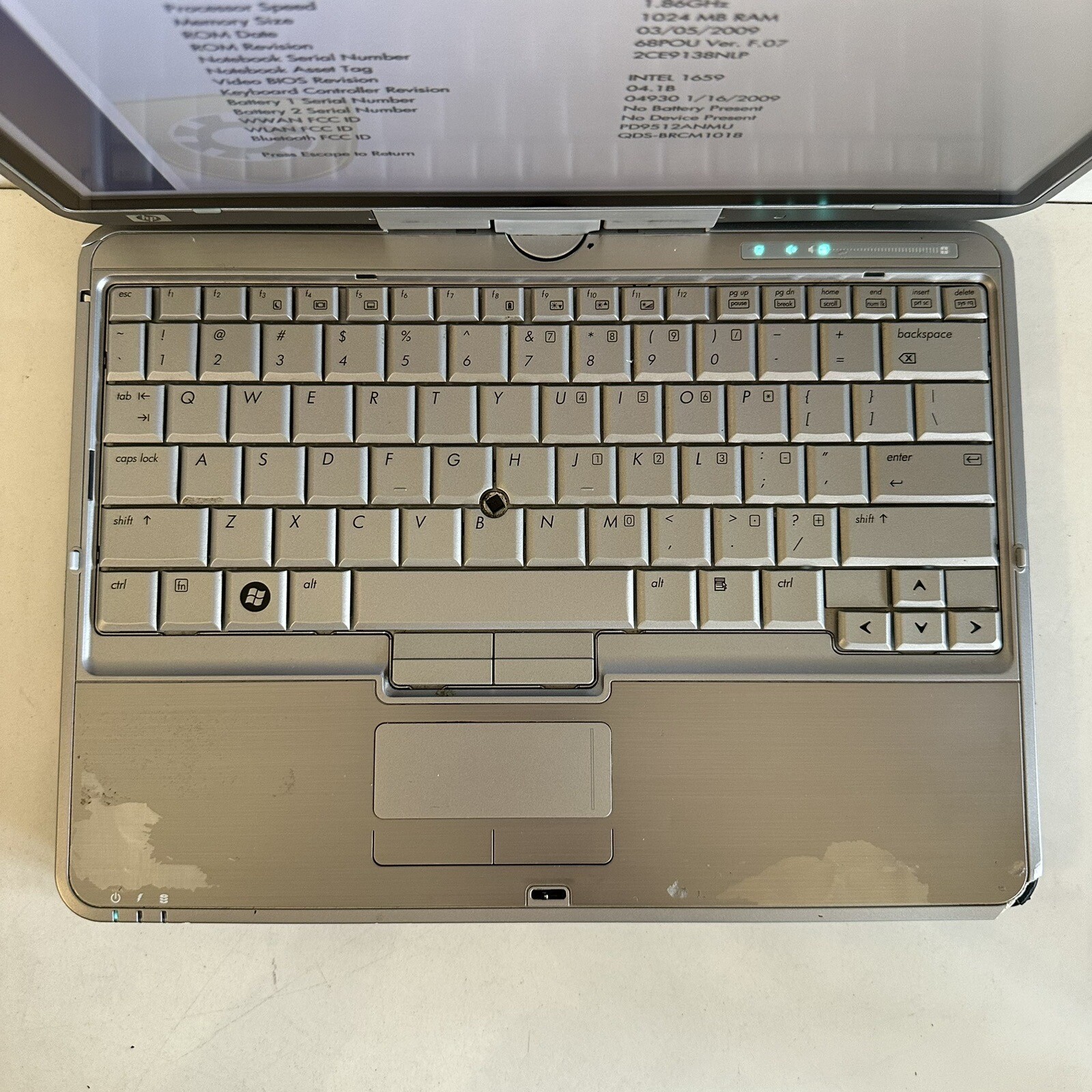 HP EliteBook 2730p 12.1” Laptop Tablet PC C2D 1GB RAM No HDD – Scraps/Salvage