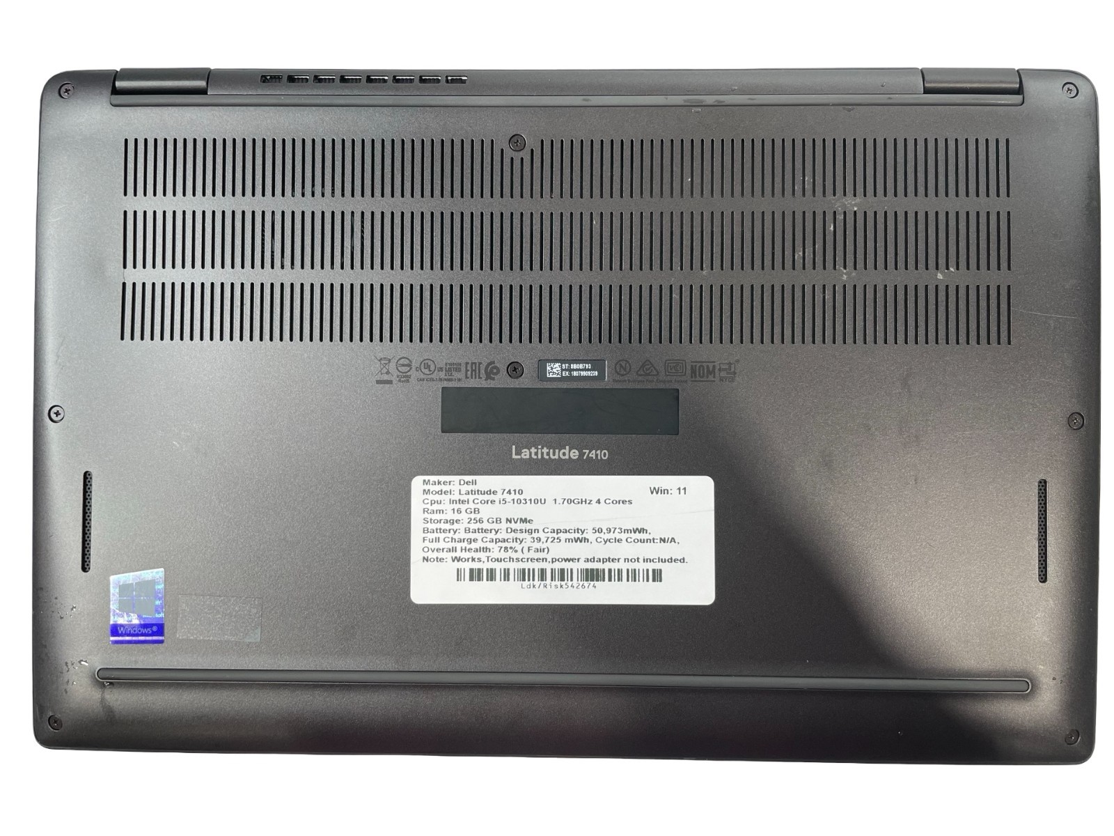 Dell Latitude 7410 i5 10310U 1.70GHz 16GB RAM 256GB NVMe Win.11Pro Touchscreen