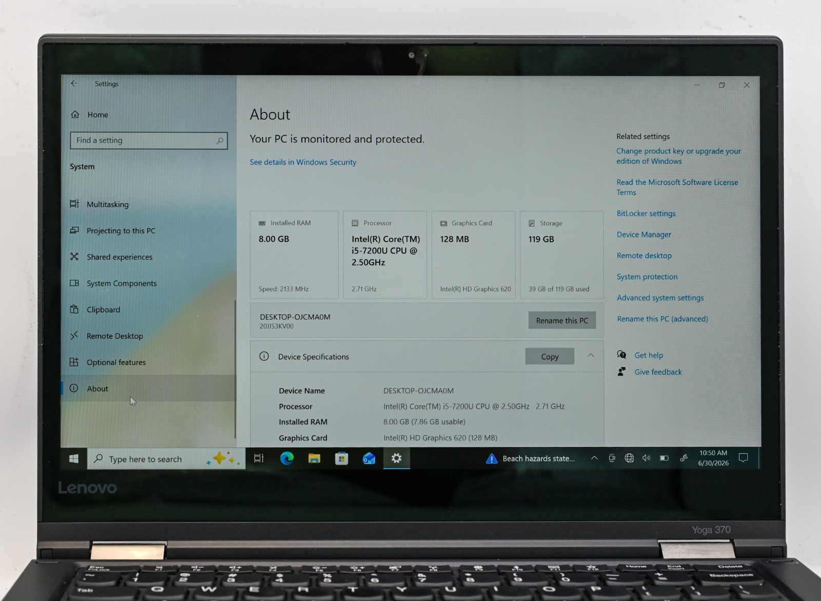 Lenovo Thinkpad Yoga 370 (2-in-1) i5-7200u 2.5GHz 8GB RAM 128GB SSD Windows 10 P