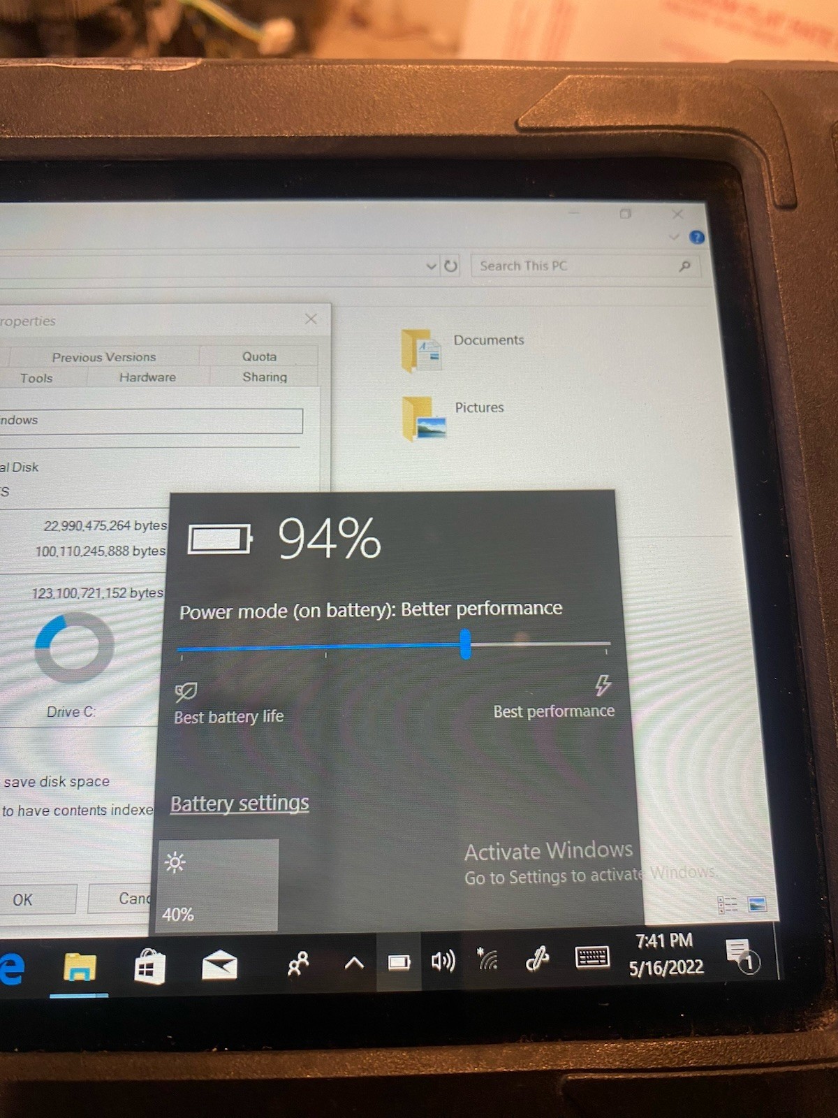 Getac EX80 windows Rugged tablet With Stand/base Power Supply Included Tested
