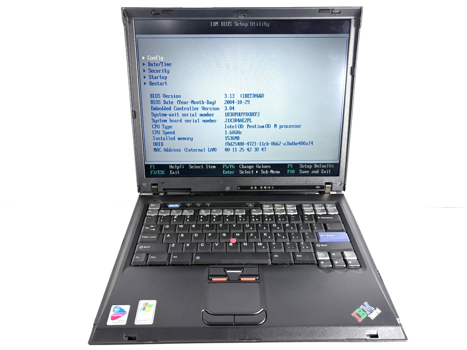 IBM ThinkPad R51 15″ HD Pentium 1GB RAM 40GB HDD