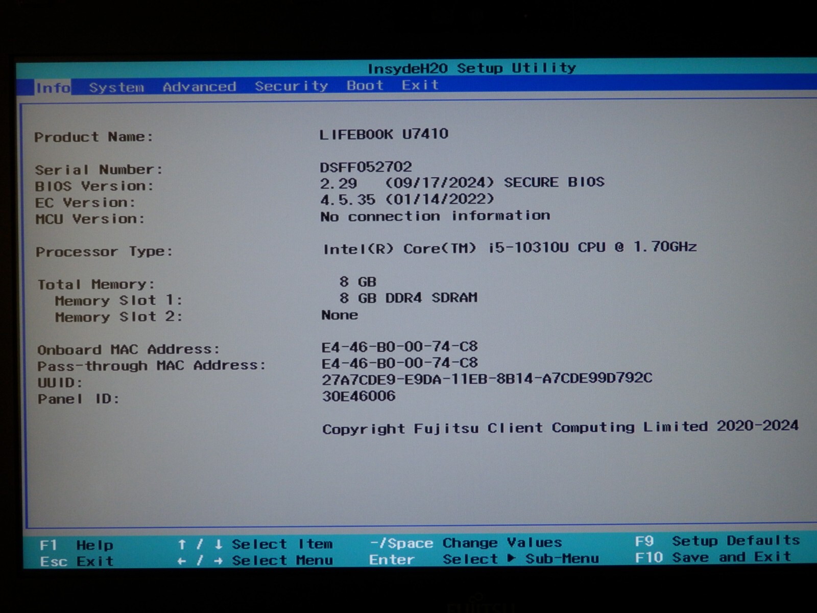 Fujitsu LifeBook U7410 LTE – Intel i5-10310U, 8GB Ram, 256GB SSD, UHD, 14″ inch