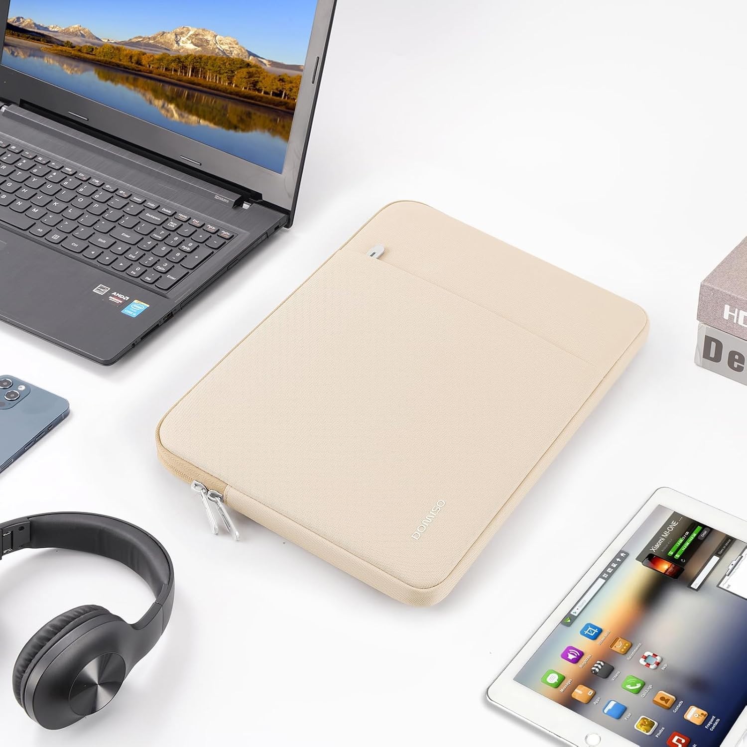 Beige 17 inch Laptop Sleeve Protective Case Cover for HP Dell ASUS Lenovo 17-17.