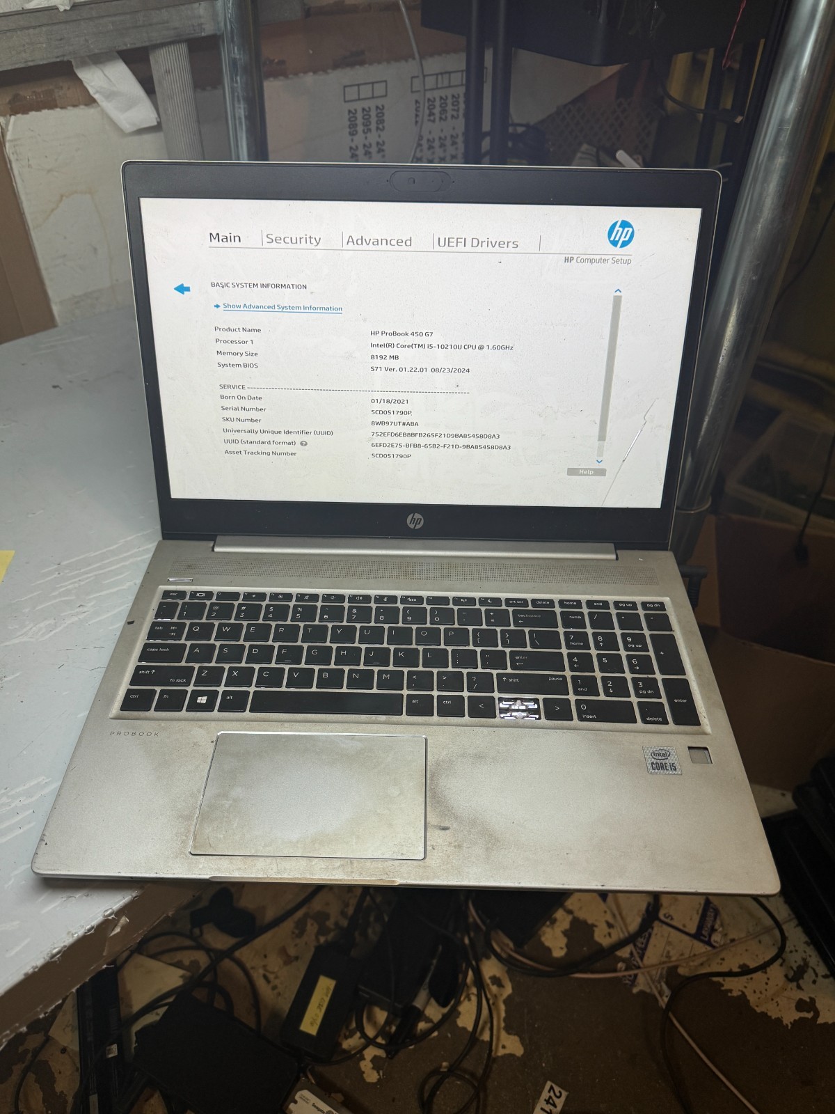 HP ProBook 450 G7 Core i5-10210U, 8GB RAM Laptop for Repair #5576