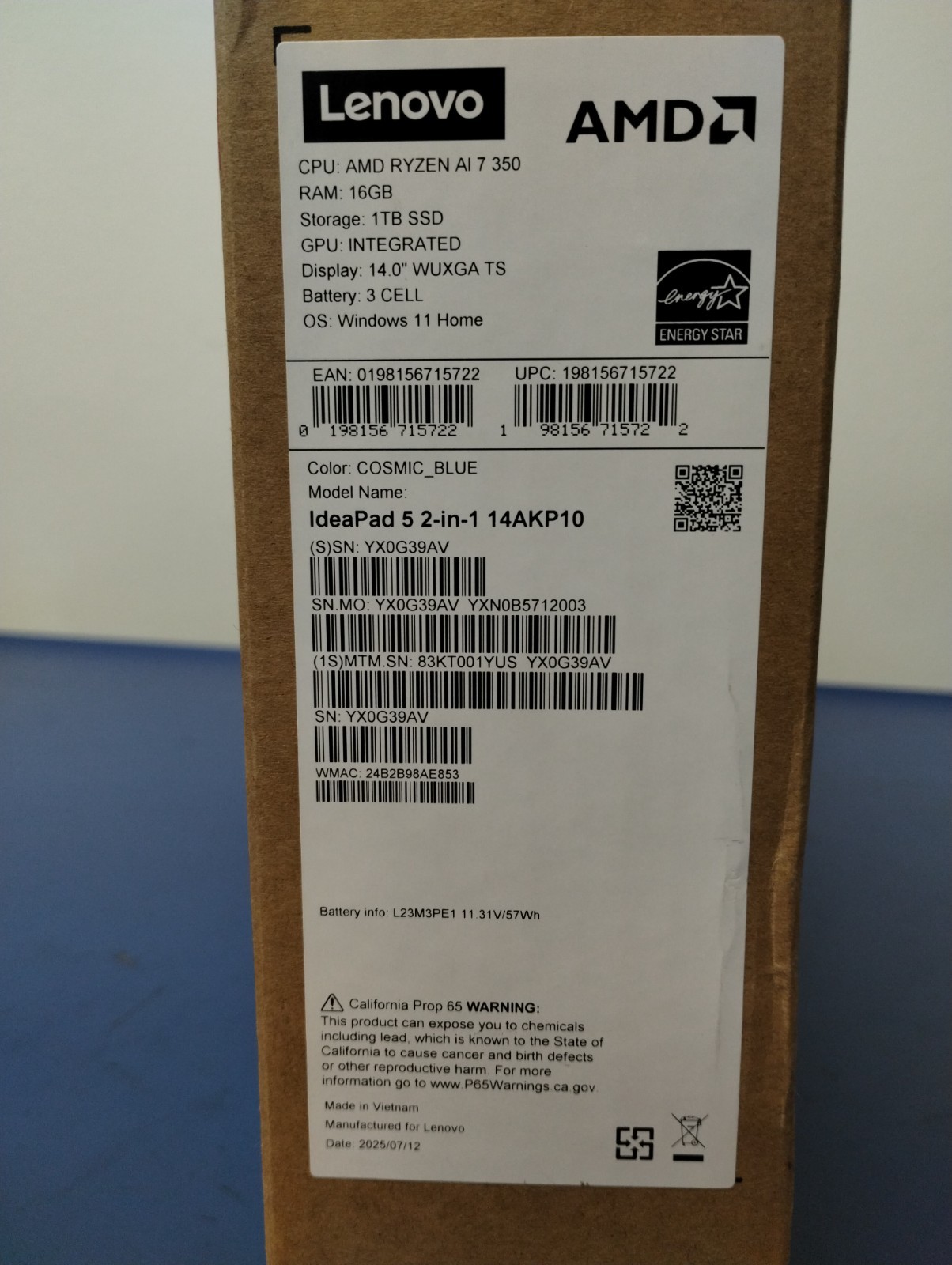 LENOVO IdeaPad 5 2-in-1 14AKP10, AMD Ryzen AI 7 350, 16 GB RAM, 1 TB NVMe SSD