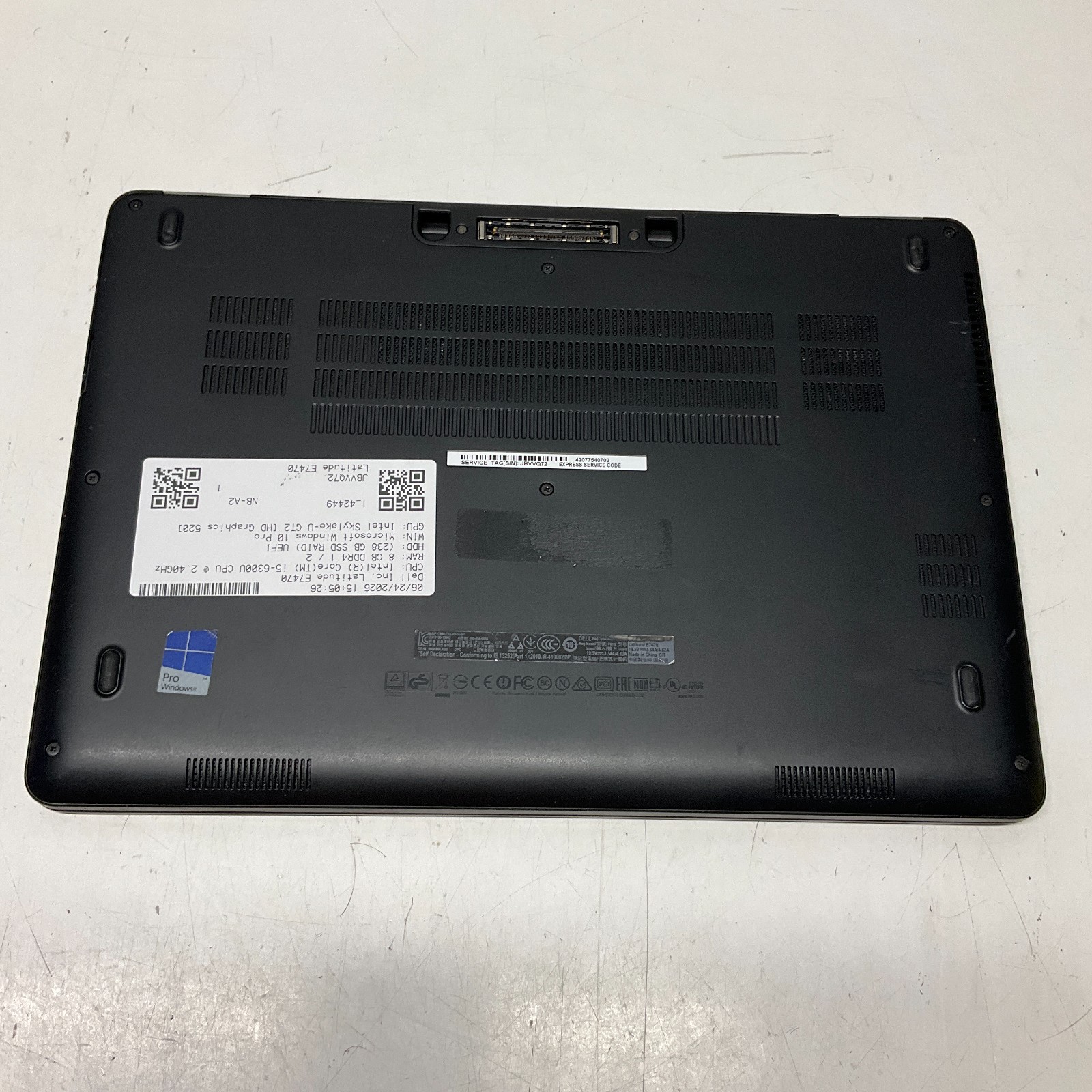 Dell Latitude E7470 Intel i5-6300U 2.4GHz 8GB 256GB SSD Windows 10 NO BATTERY