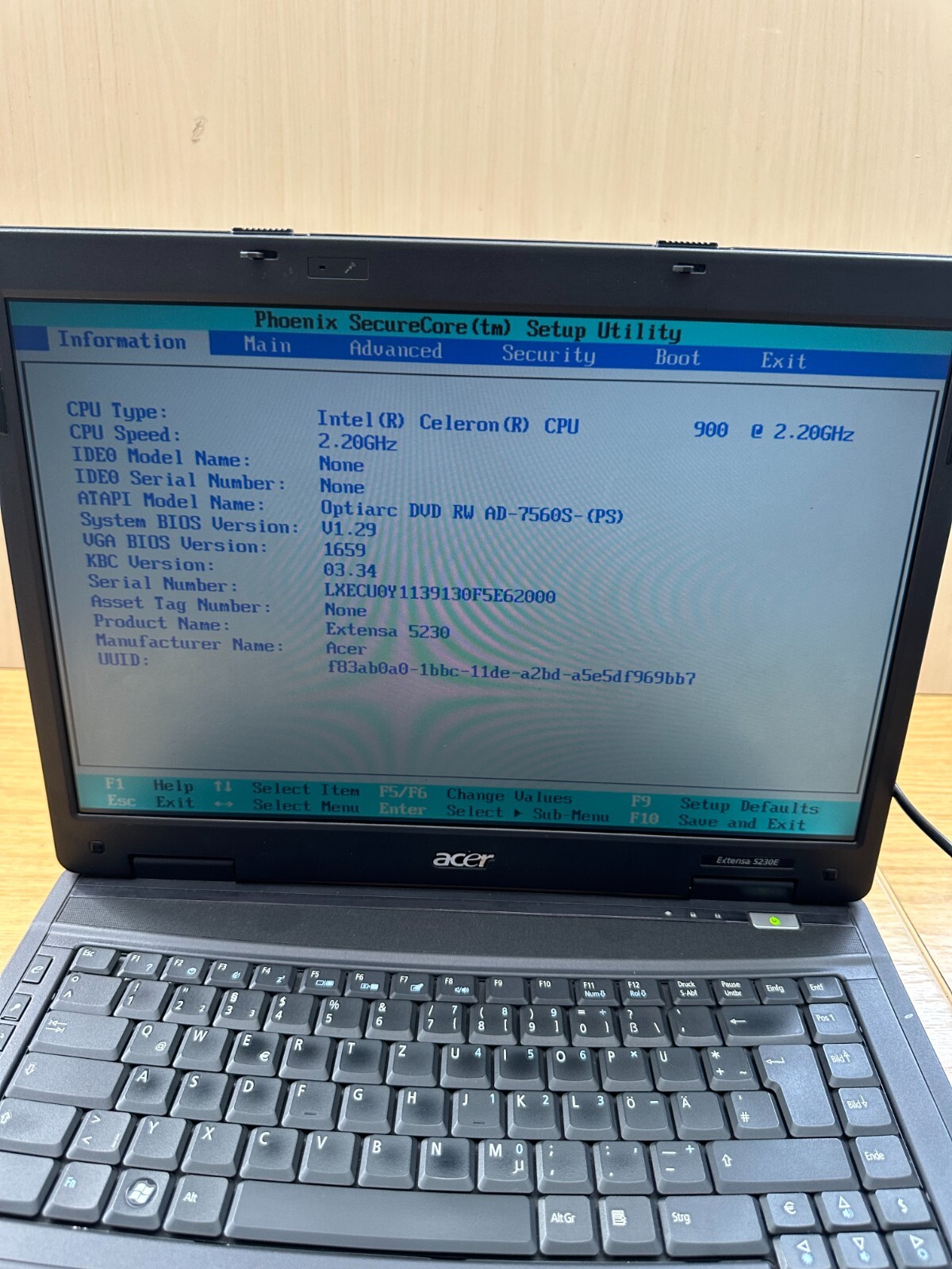 Acer Extensa 5230E Intel Celeron 2.20GHz 2GB RAM No HDD Laptop