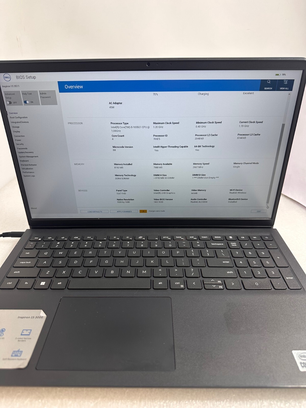 Dell Inspiron 15 3511 15.6″ FHD Intel Core i5-1035G1 8gb ram 256gb PCIe Win 11